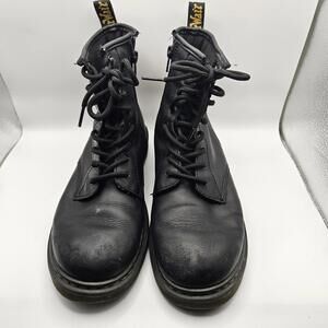 Dr. Martens Doc Womens Black Leather Combat Boots Grunge Alt Rock Sz US W 7 M 6